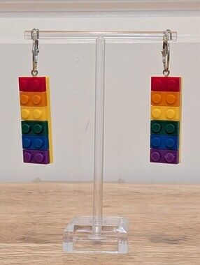 EUC Rainbow Lego LGBTQIA2S Pride Themed Dangle Earrings